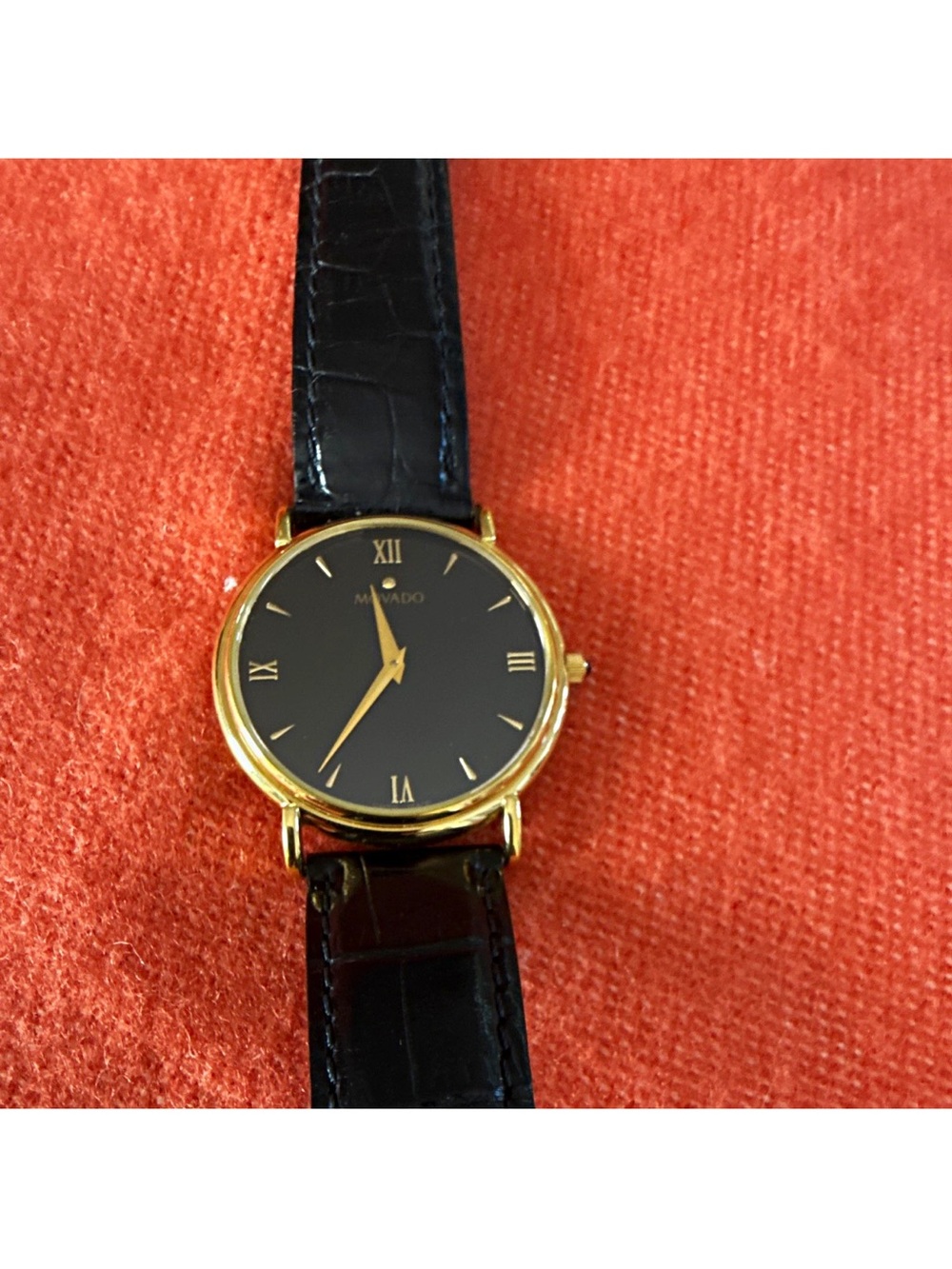 Vintage Movado Museum Classic Watch 87-E4-0885 Black Dial Roman Numeral Swiss Qu